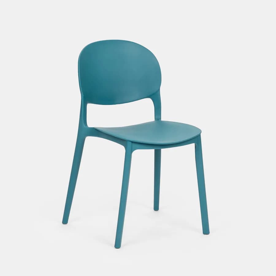 Sedia impilabile da giardino in polipropilene blu maldive - Qalis