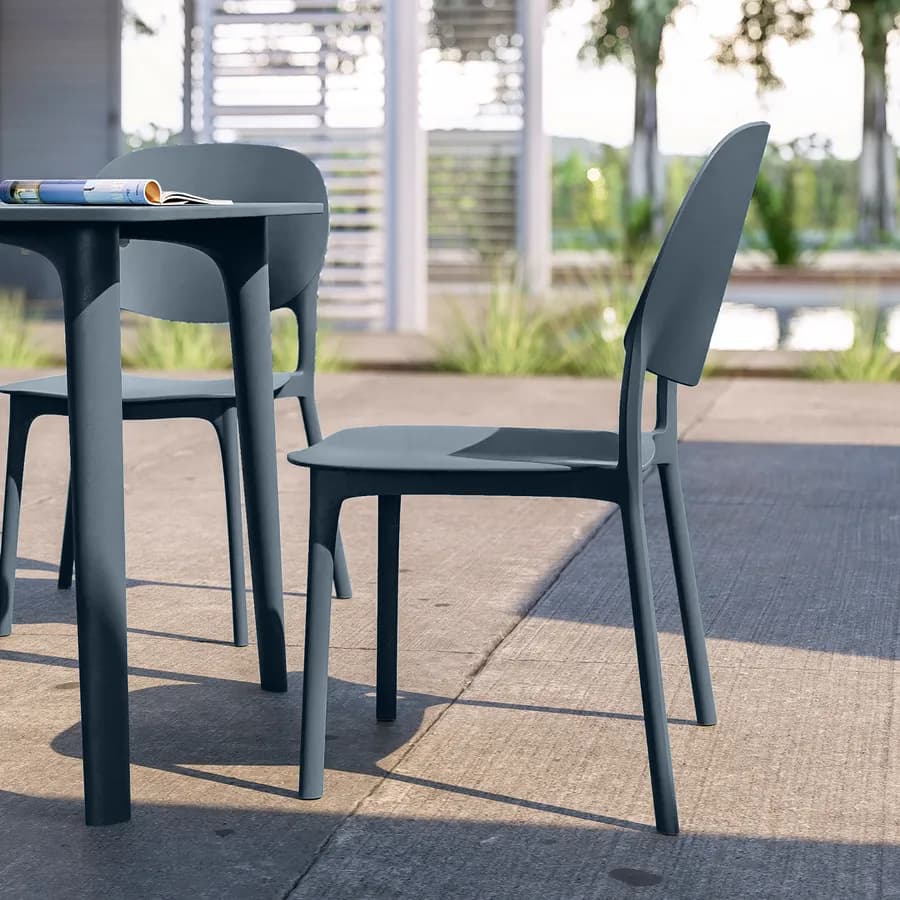 Sedia impilabile da giardino in polipropilene blu oceano - Qalis