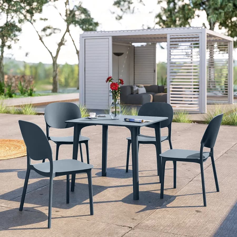 Sedia impilabile da giardino in polipropilene blu oceano - Qalis