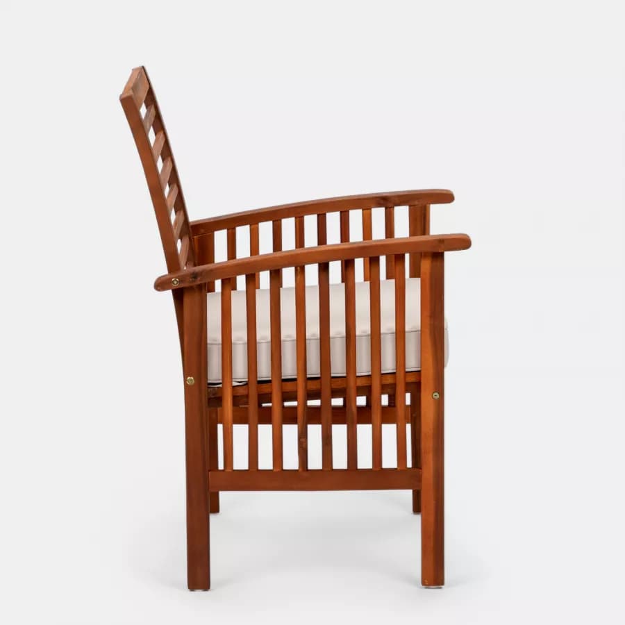 Sedia da giardino con braccioli in legno di acacia con cuscino - Maravilia