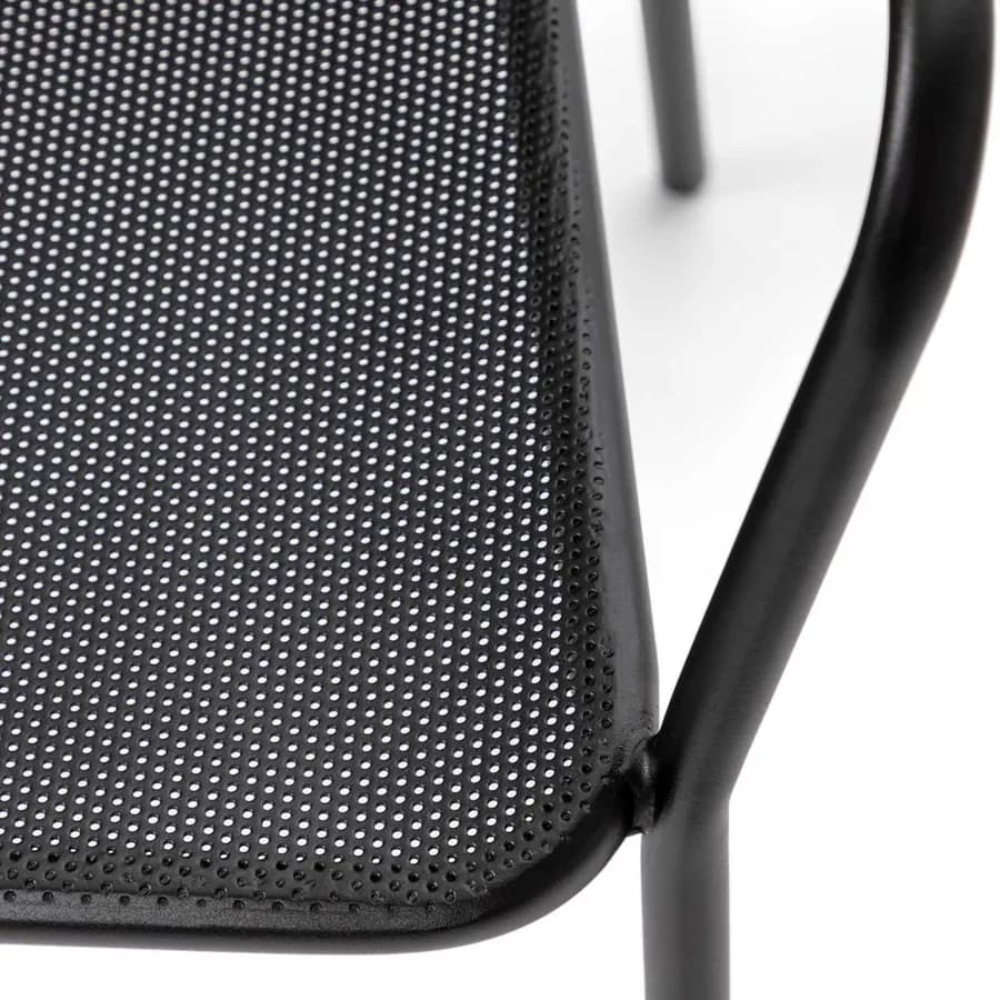 Sedia da giardino con braccioli in metallo nero linea squadrata - Dama