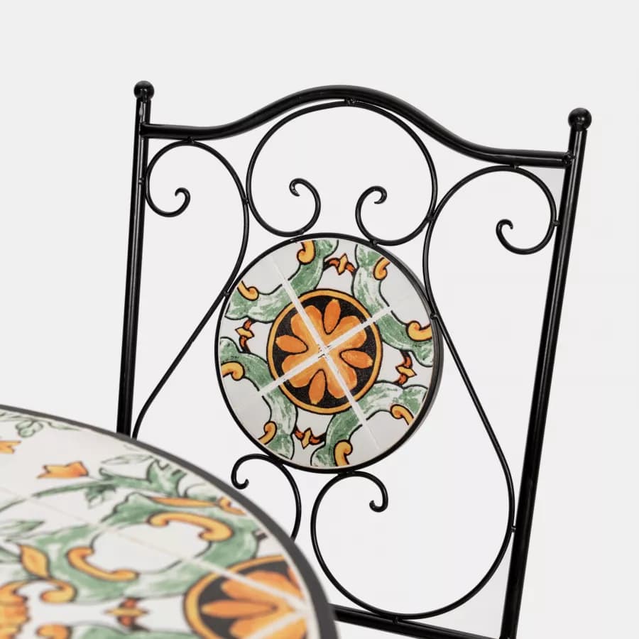 Sedia da giardino con decorazione mosaico a fiori arancio - Otranto