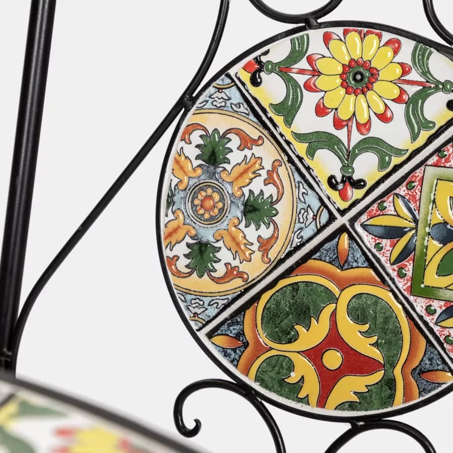 Sedia da giardino con decorazione mosaico a fiori toni del verde - Otranto
