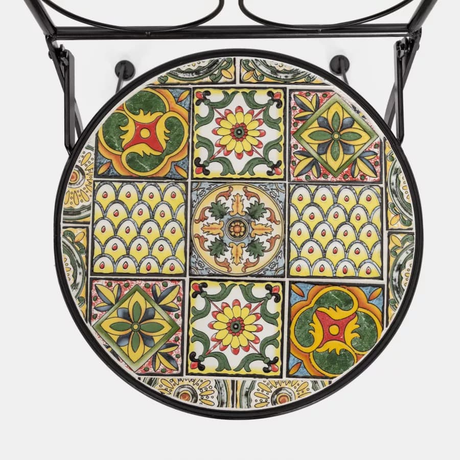 Sedia da giardino con decorazione mosaico a fiori toni del verde - Otranto