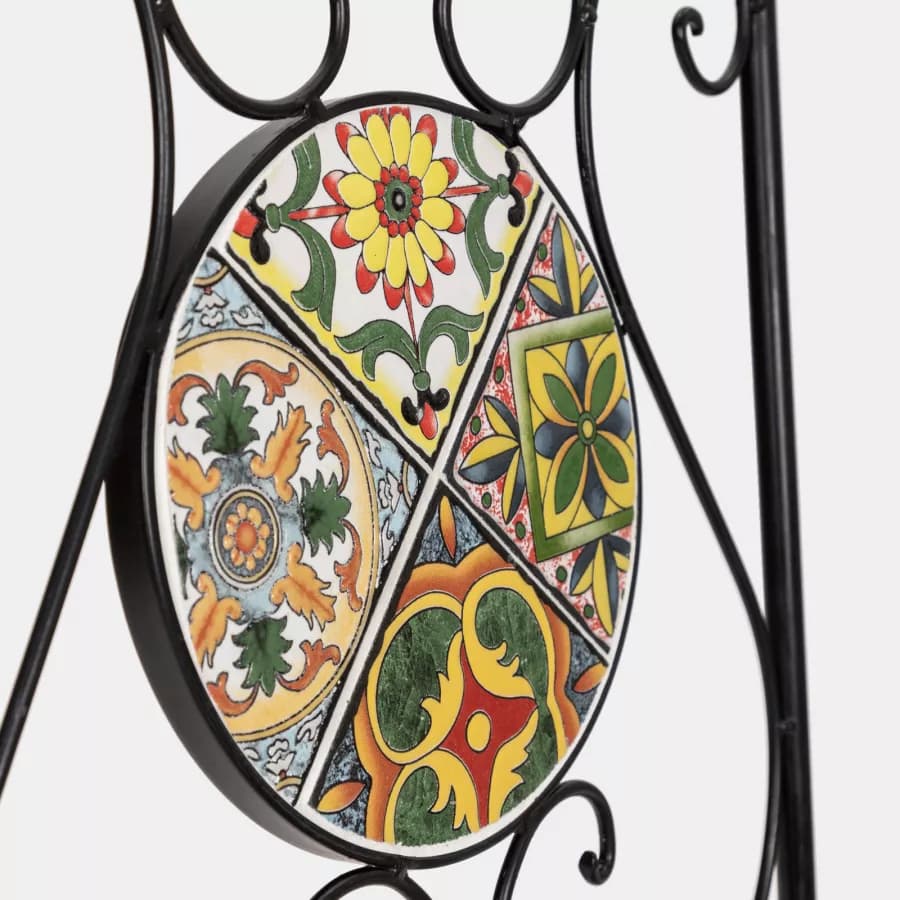 Sedia da giardino con decorazione mosaico a fiori toni del verde - Otranto