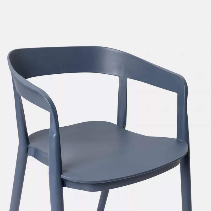 Sedia da giardino con schienale avvolgente in polipropilene blu - Astrin