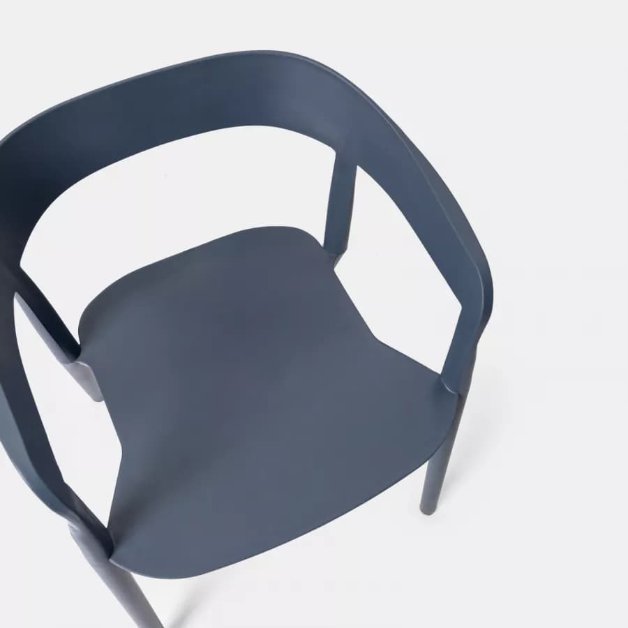 Sedia da giardino con schienale avvolgente in polipropilene blu - Astrin