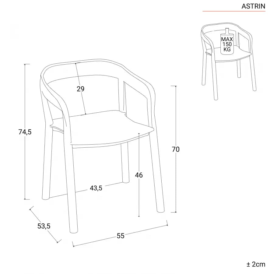 Sedia da giardino con schienale avvolgente in polipropilene blu - Astrin