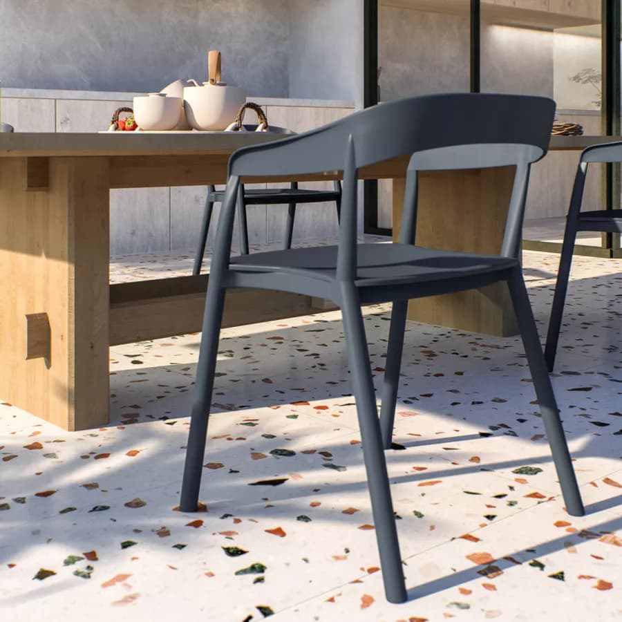 Sedia da giardino con schienale avvolgente in polipropilene blu - Astrin