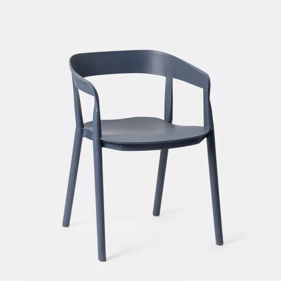 Sedia da giardino con schienale avvolgente in polipropilene blu - Astrin