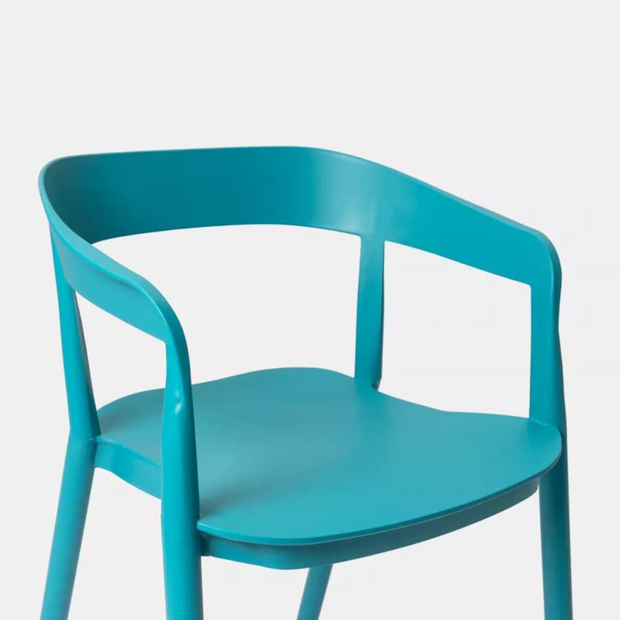 Sedia da giardino con schienale avvolgente in polipropilene blu maldive - Astrin