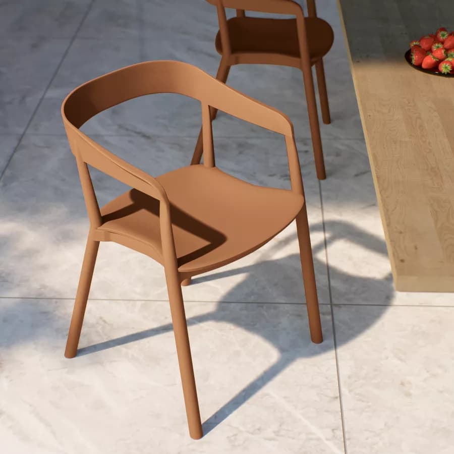 Sedia da giardino con schienale avvolgente in polipropilene cappuccino - Astrin