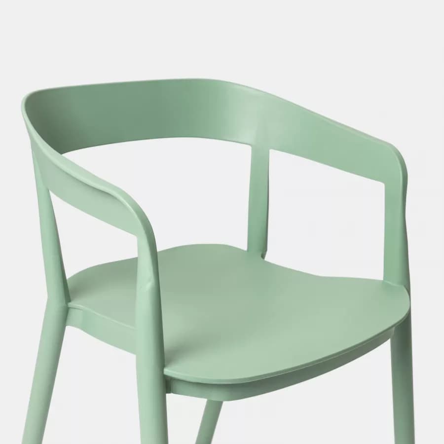 Sedia da giardino con schienale avvolgente in polipropilene verde giada - Astrin