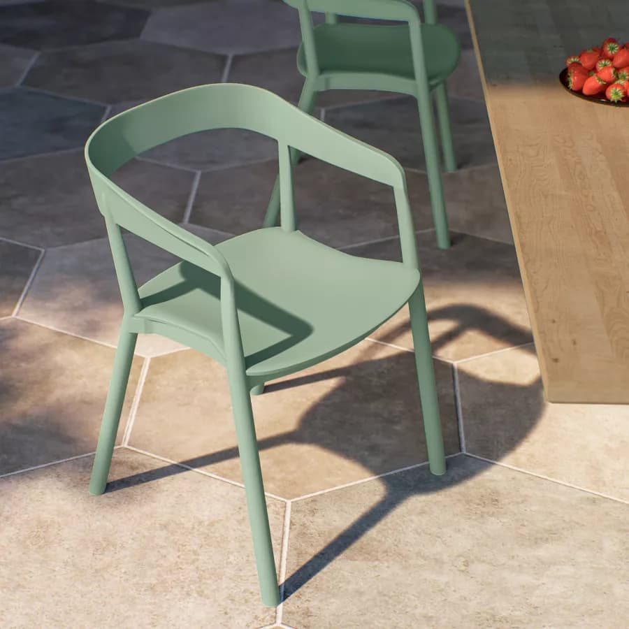 Sedia da giardino con schienale avvolgente in polipropilene verde giada - Astrin