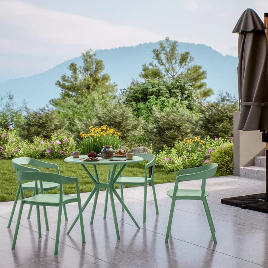 Sedia da giardino con schienale avvolgente in polipropilene verde giada - Astrin
