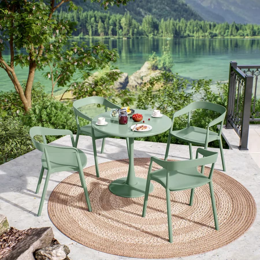 Sedia da giardino con schienale avvolgente in polipropilene verde giada - Astrin