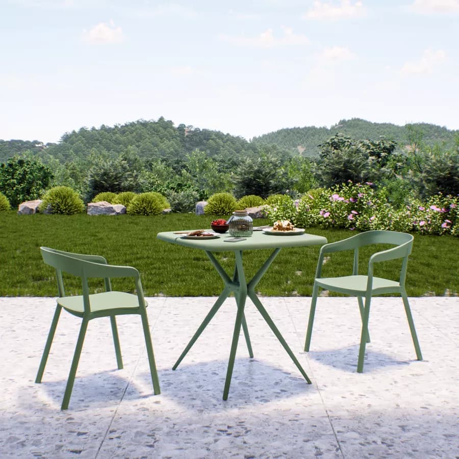Sedia da giardino con schienale avvolgente in polipropilene verde salvia - Astrin
