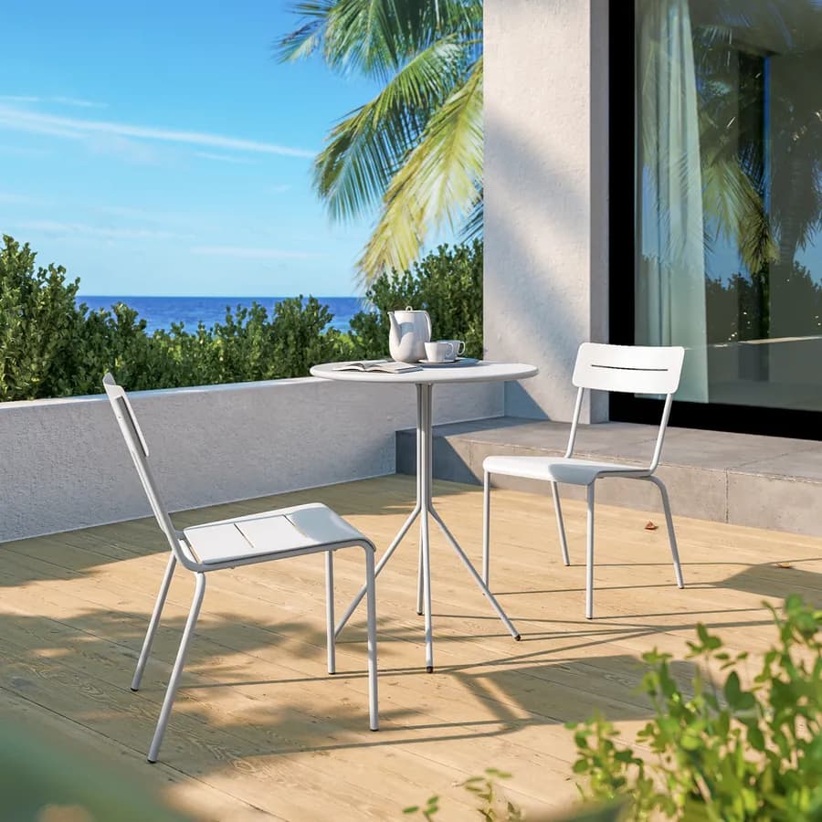 Sedia da giardino impilabile in acciaio bianco - Spezia