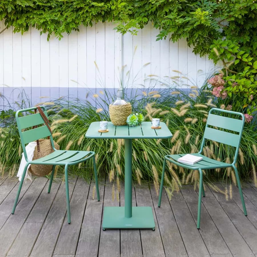 Sedia da giardino impilabile in acciaio verde oliva - Barrito