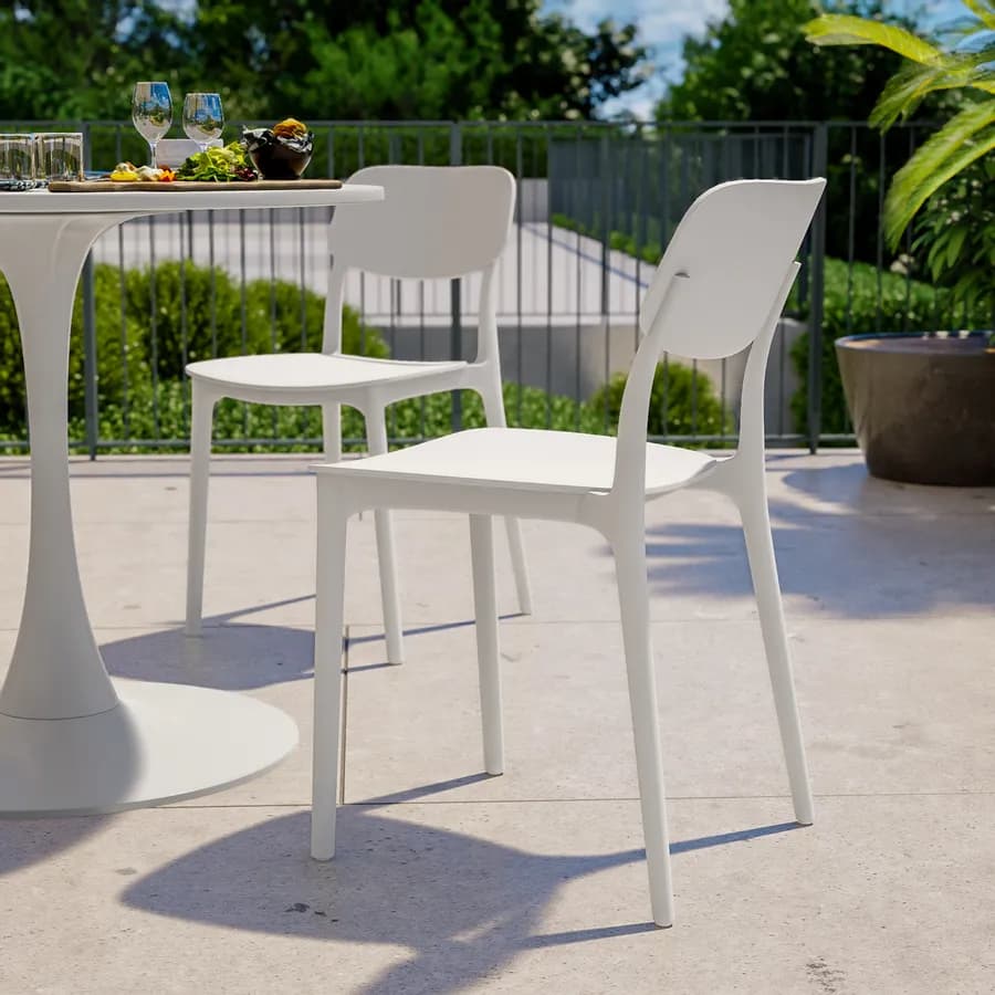 Sedia da giardino impilabile in polipropilene bianco - Istria