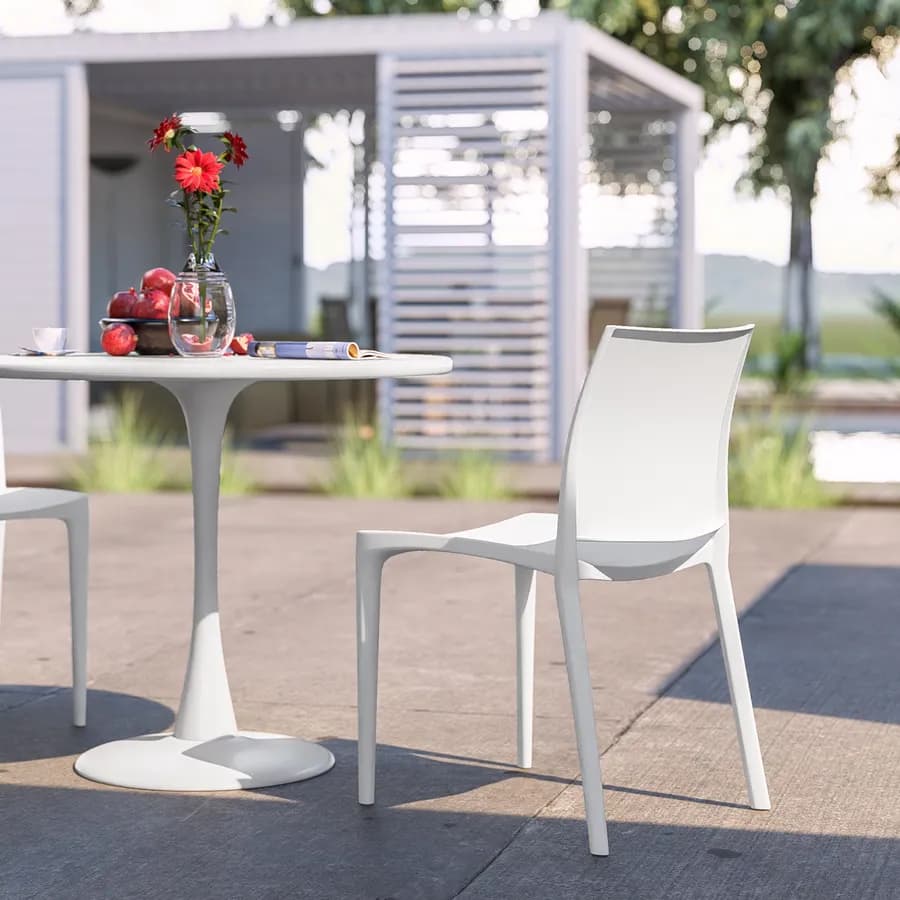 Sedia da giardino squadrata in polipropilene bianco - Vamos