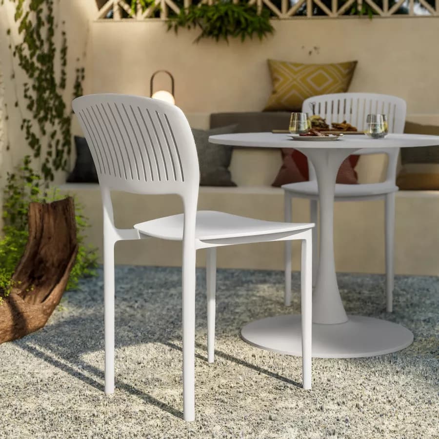 Sedia da giardino impilabile in polipropilene bianco - Yessir