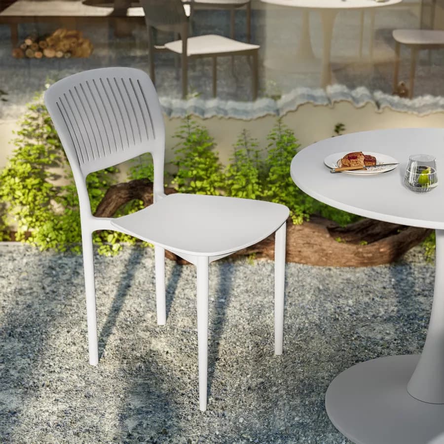 Sedia da giardino impilabile in polipropilene bianco - Yessir