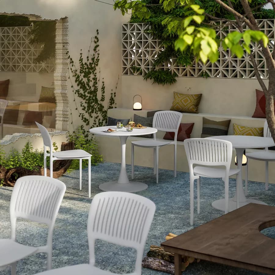 Sedia da giardino impilabile in polipropilene bianco - Yessir