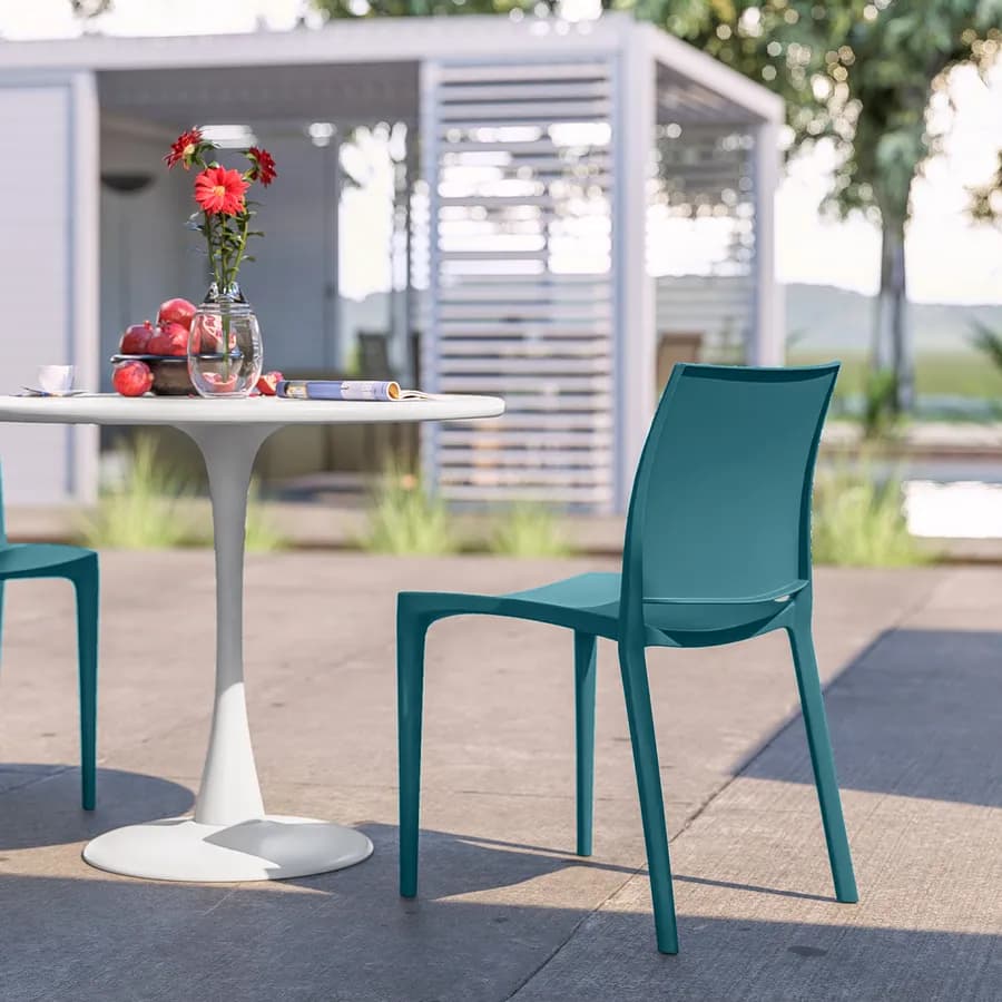 Sedia da giardino squadrata in polipropilene blu maldive - Vamos