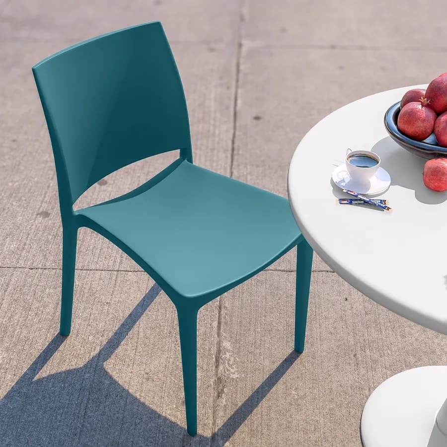 Sedia da giardino squadrata in polipropilene blu maldive - Vamos