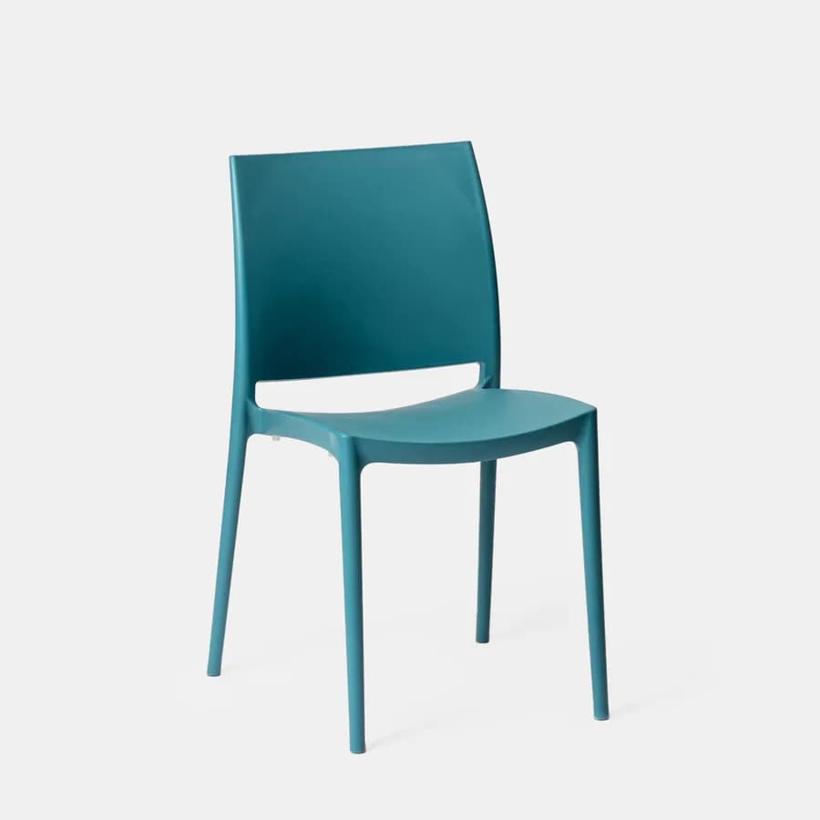 Sedia da giardino squadrata in polipropilene blu maldive - Vamos