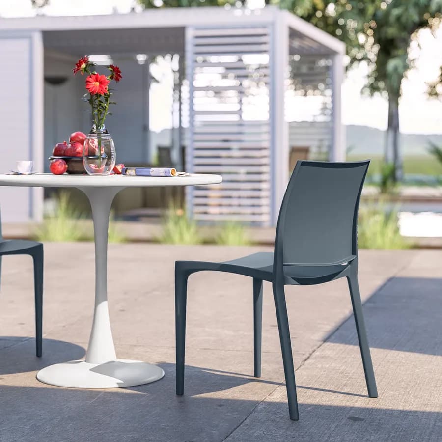 Sedia da giardino squadrata in polipropilene blu - Vamos