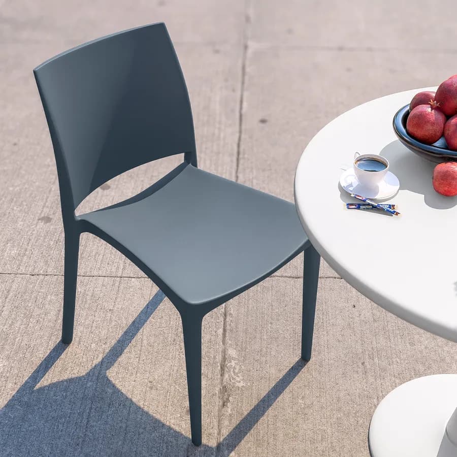 Sedia da giardino squadrata in polipropilene blu - Vamos