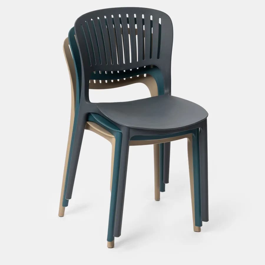 Sedia da giardino impilabile in polipropilene blu oceano - Yessir