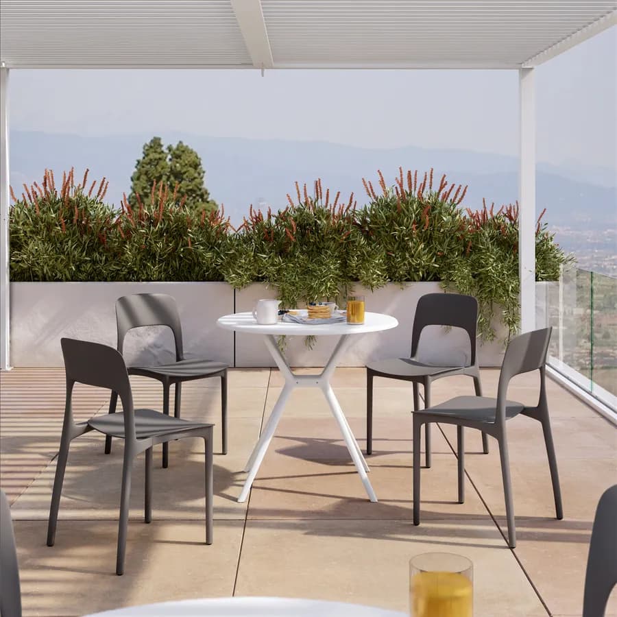 Sedia da giardino impilabile in polipropilene grigio - Arabella