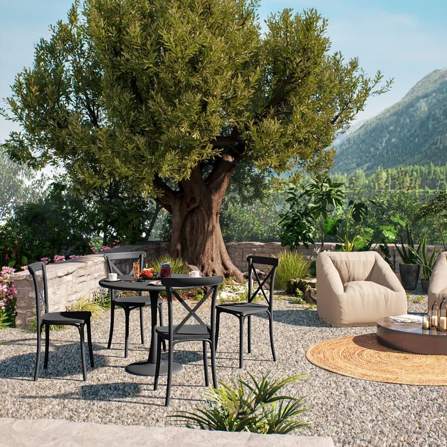 Sedia da giardino impilabile in polipropilene nera - Demetra