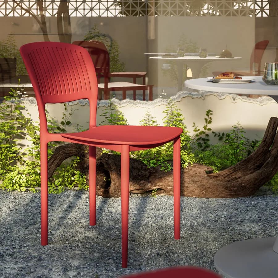 Sedia da giardino impilabile in polipropilene rosso - Yessir