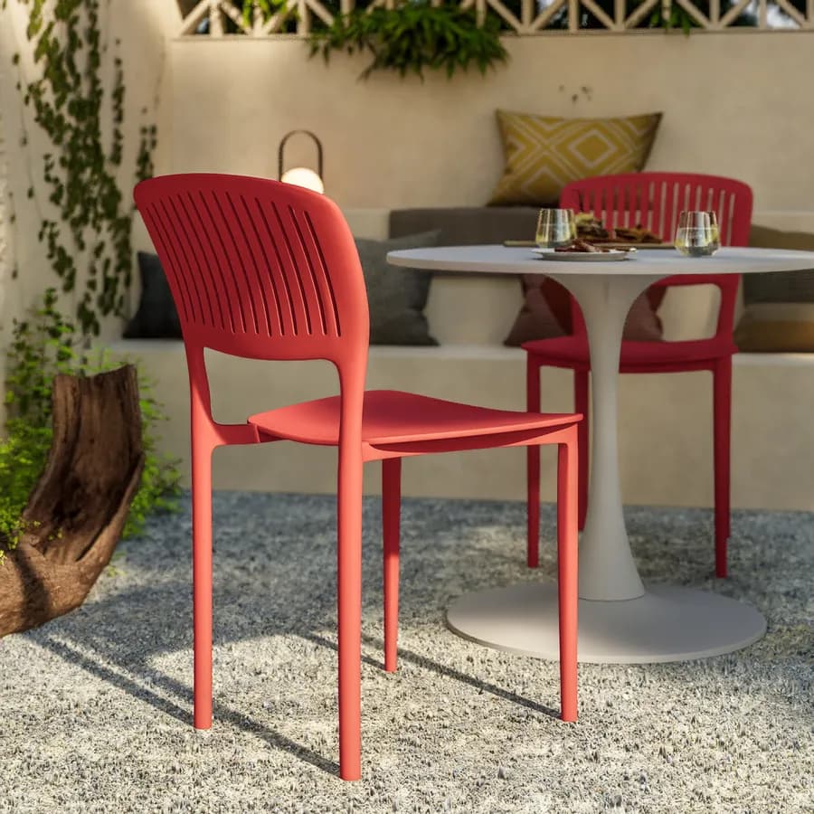 Sedia da giardino impilabile in polipropilene rosso - Yessir