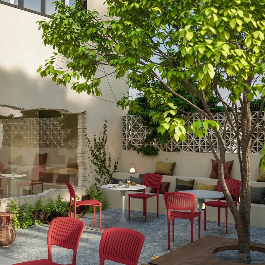 Sedia da giardino impilabile in polipropilene rosso - Yessir