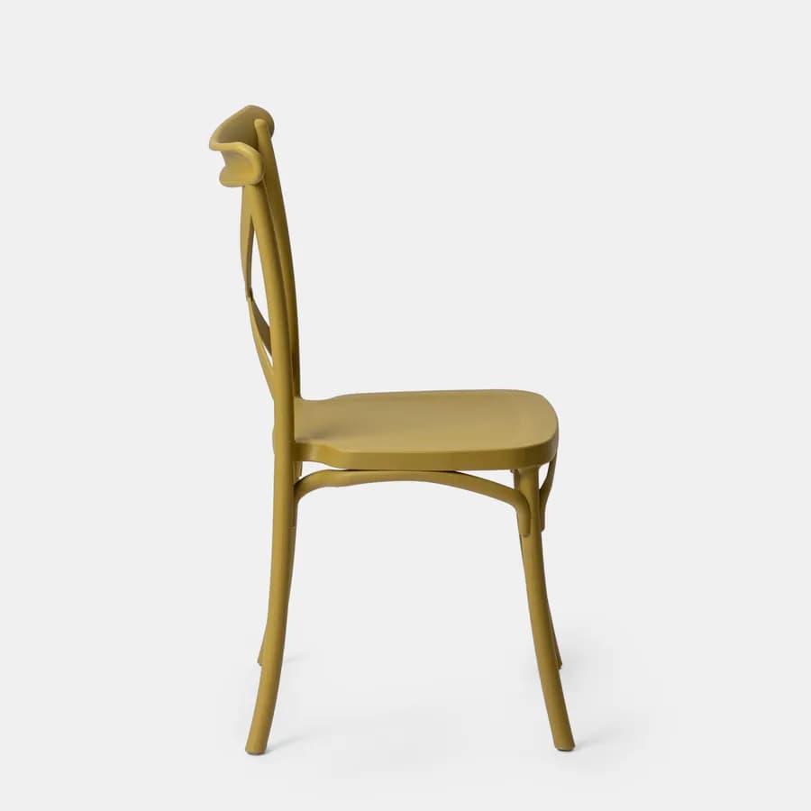 Sedia da giardino con schienale incrociato in polipropilene senape - Demetra