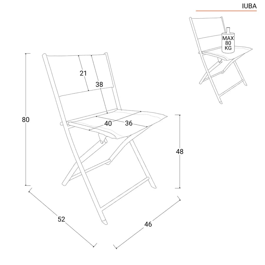 Sedia da giardino pieghevole in acciaio beige e textilene tortora - Iuba