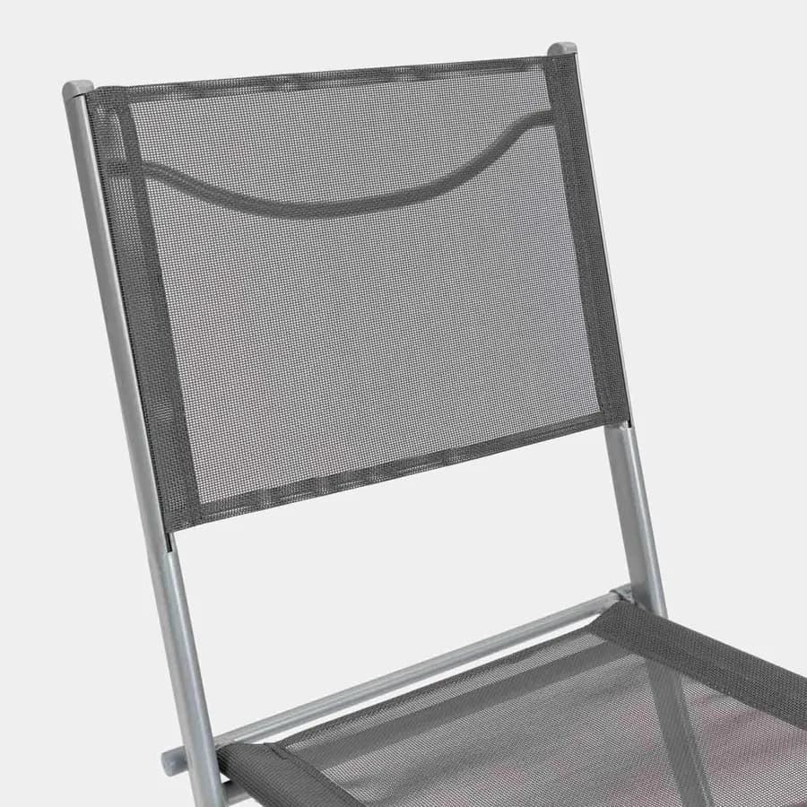Sedia da giardino pieghevole in acciaio e textilene grigio scuro - Iuba