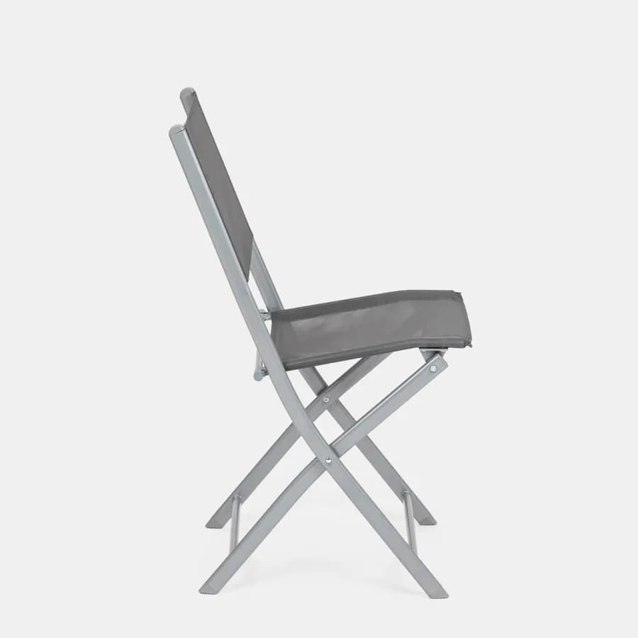 Sedia da giardino pieghevole in acciaio e textilene grigio scuro - Iuba