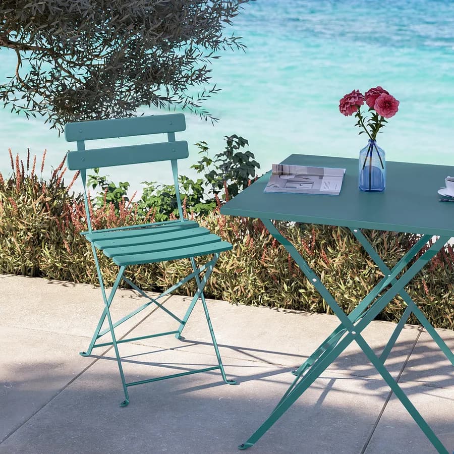 Sedia da giardino pieghevole in metallo blu pavone - Atelier