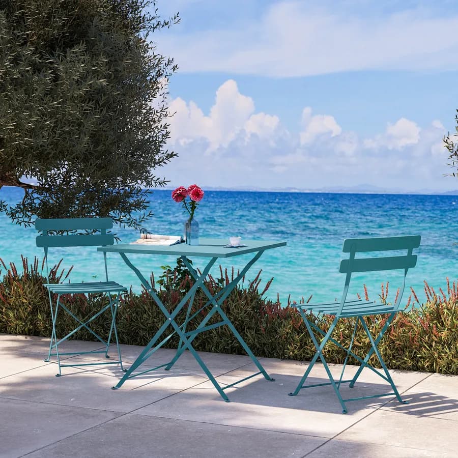 Sedia da giardino pieghevole in metallo blu pavone - Atelier