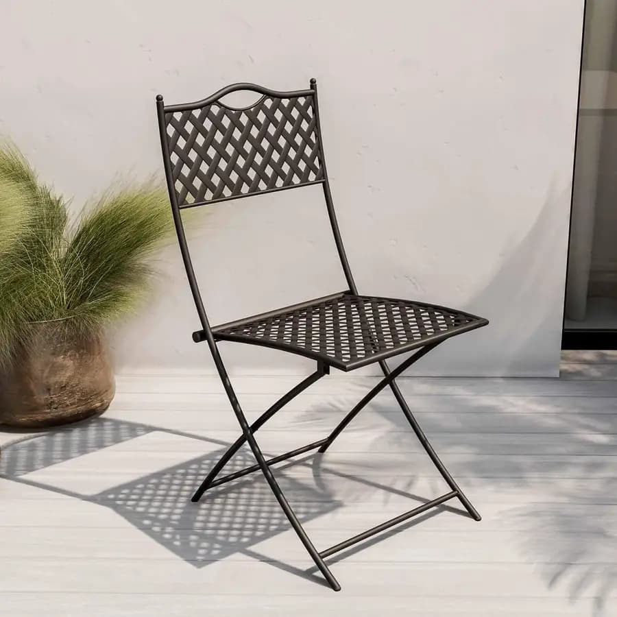 Sedia squadrata da giardino pieghevole in metallo nero - Dama