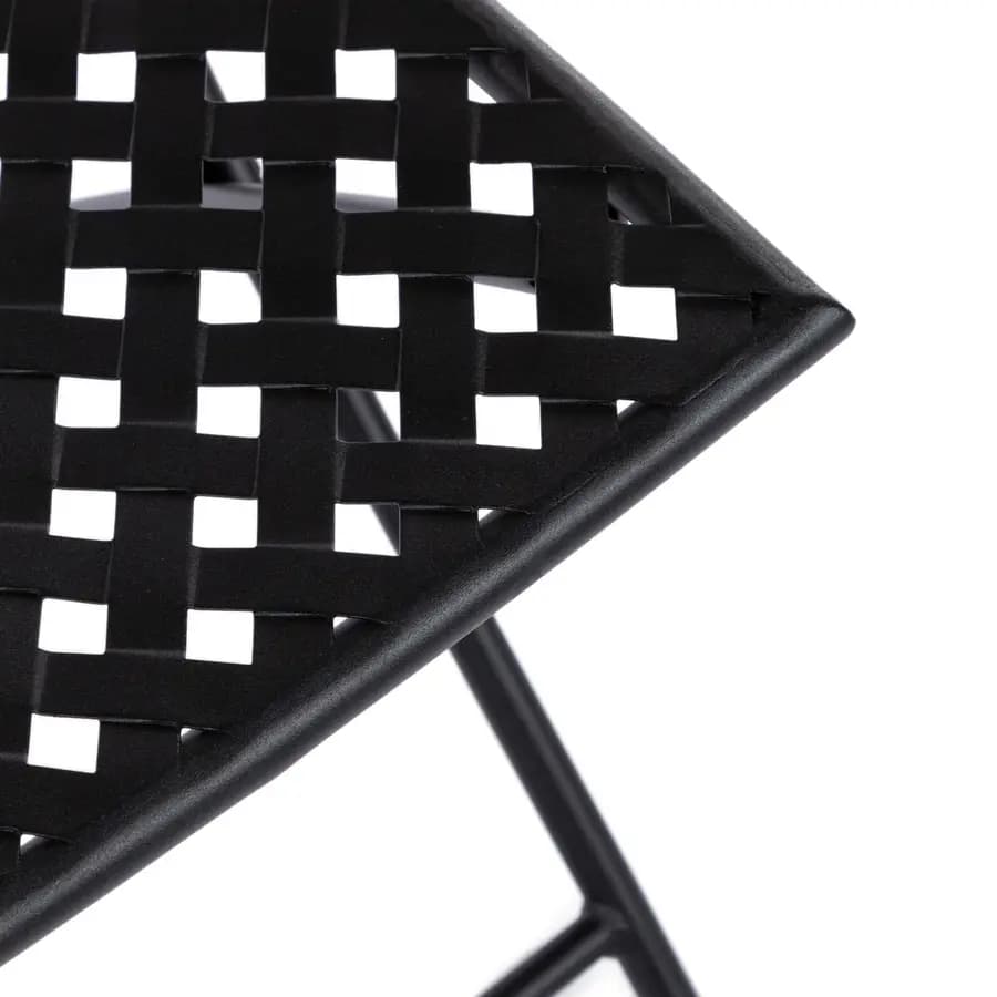 Sedia squadrata da giardino pieghevole in metallo nero - Dama