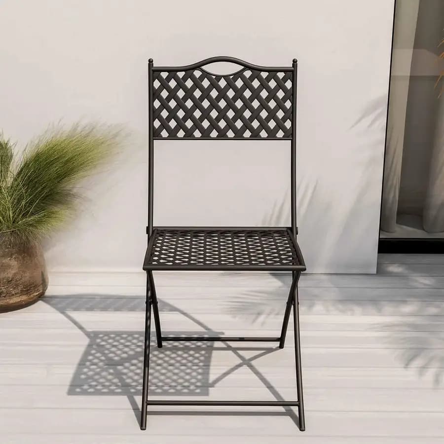 Sedia squadrata da giardino pieghevole in metallo nero - Dama