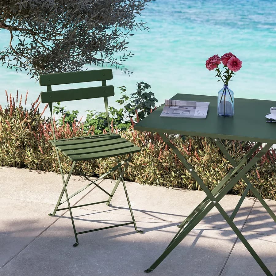 Sedia da giardino pieghevole in metallo verde salvia - Atelier