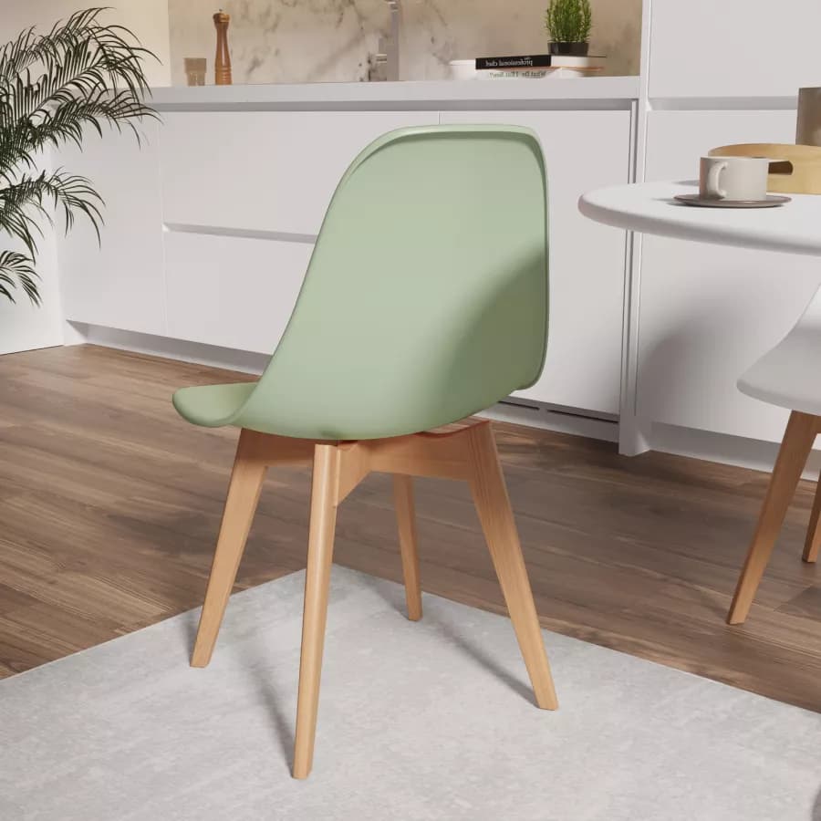 Sedia da interni verde con gambe in legno - Alborg